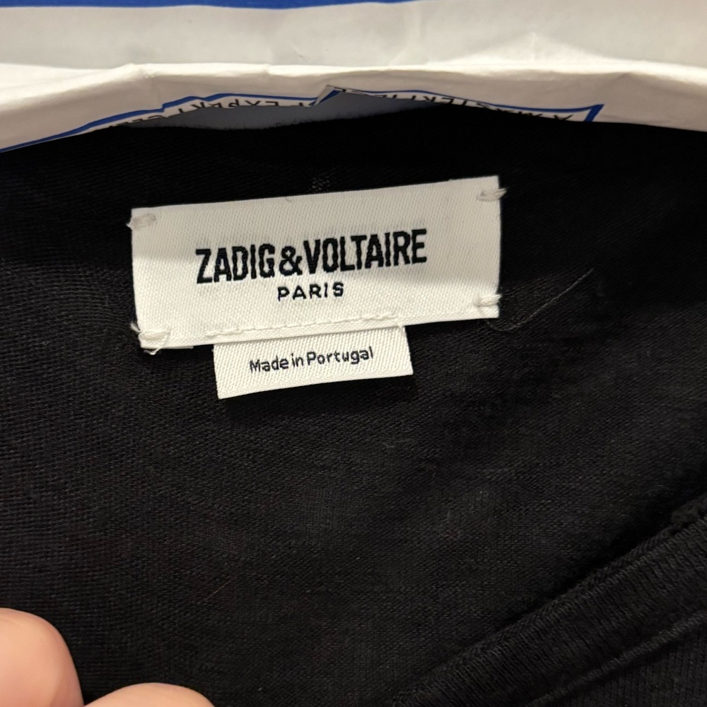 Zadig & Voltaire Black Tee with White 'Rock' Print NWT-Large - Picture 5 of 10